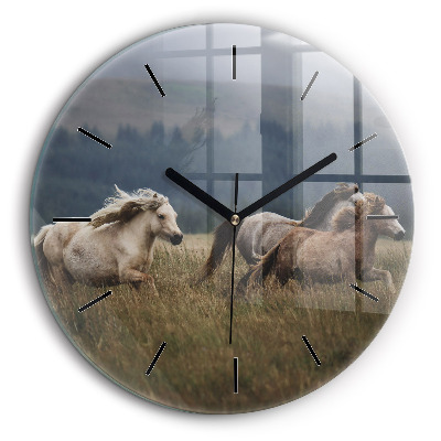 Horloge ronde 60 cm Chevaux au galop