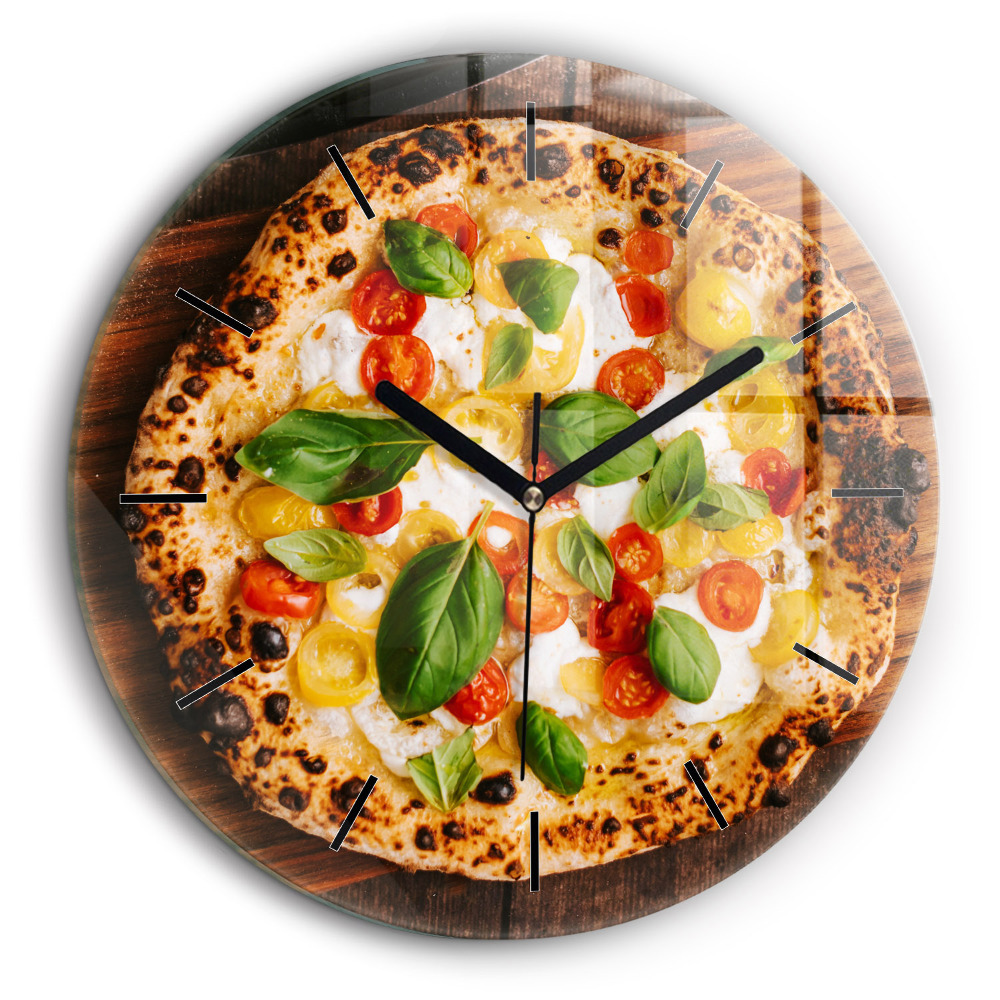 Horloge ronde en verre 60 cm Pizza italienne