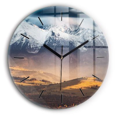 Horloge ronde 60 cm Paysage hivernal des Tatras