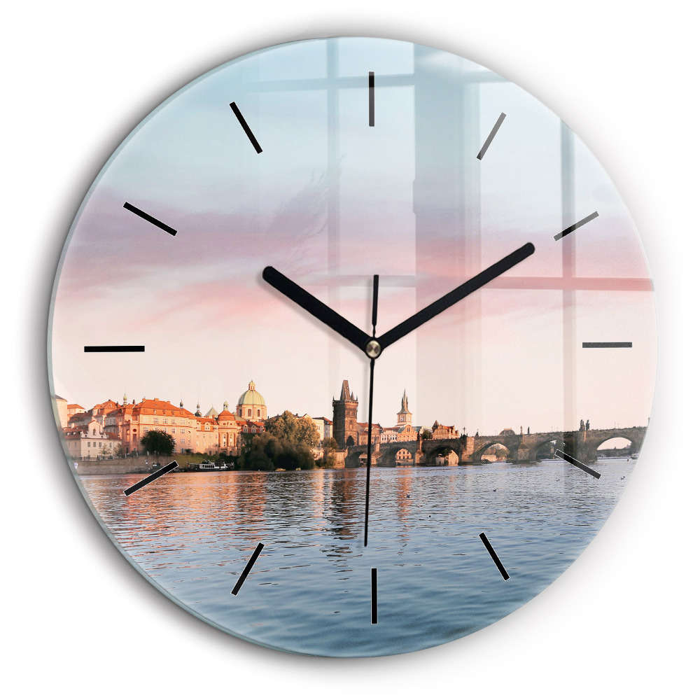 Horloge ronde en verre 60 cm Pont Charles à Prague