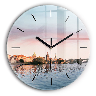 Horloge ronde en verre 60 cm Pont Charles à Prague