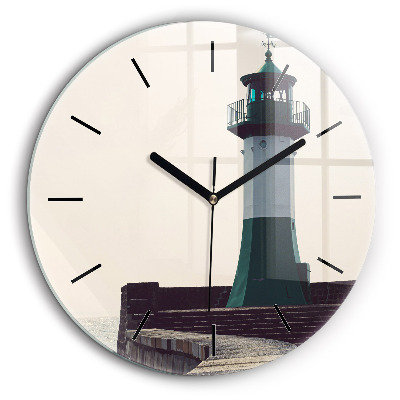 Horloge ronde en verre 60 cm Phare et mer