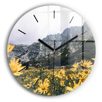 Horloge ronde 60 cm Prairie de fleurs dans les montagnes