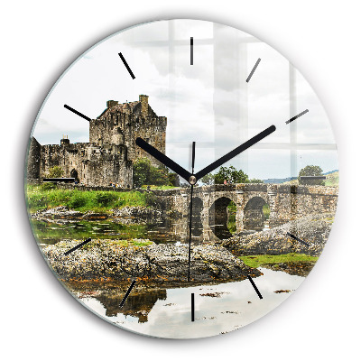 Horloge ronde en verre 60 cm Château d'Eilean Donan en Écosse