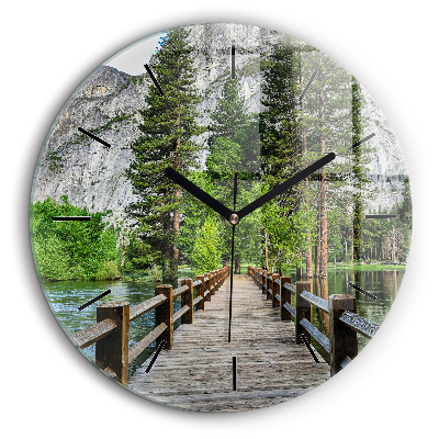 Horloge ronde 60 cm Pont en bois à Yosemite