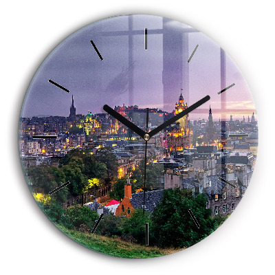 Horloge ronde en verre 60 cm Édimbourg depuis Calton Hill