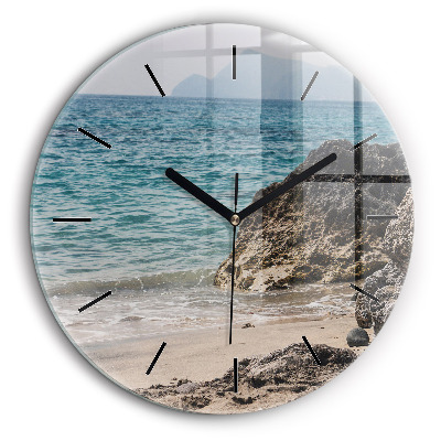 Horloge ronde en verre 60 cm Vue de la mer Méditerranée