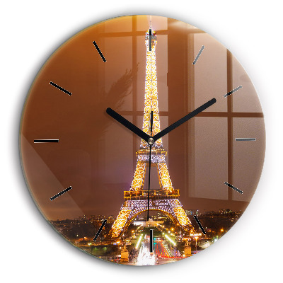 Horloge ronde murale 60 cm Tour Eiffel illuminée