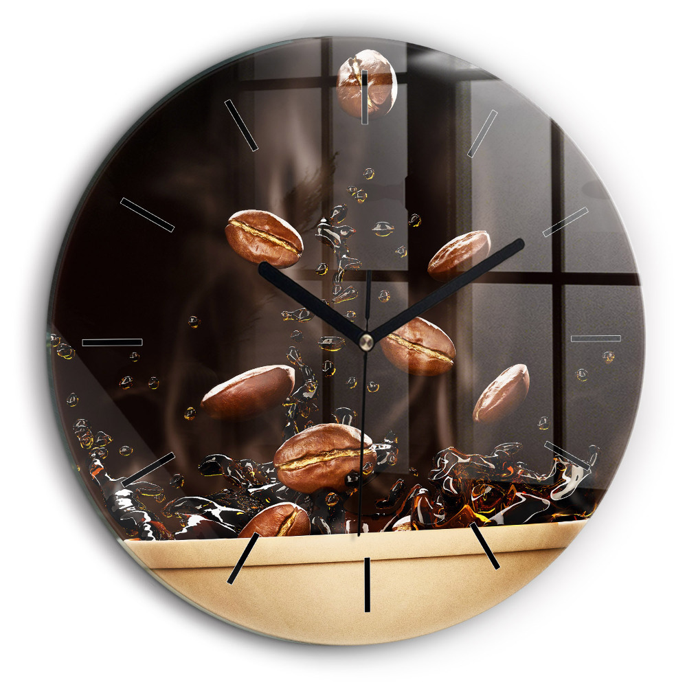 Horloge ronde en verre 60 cm Café chaud