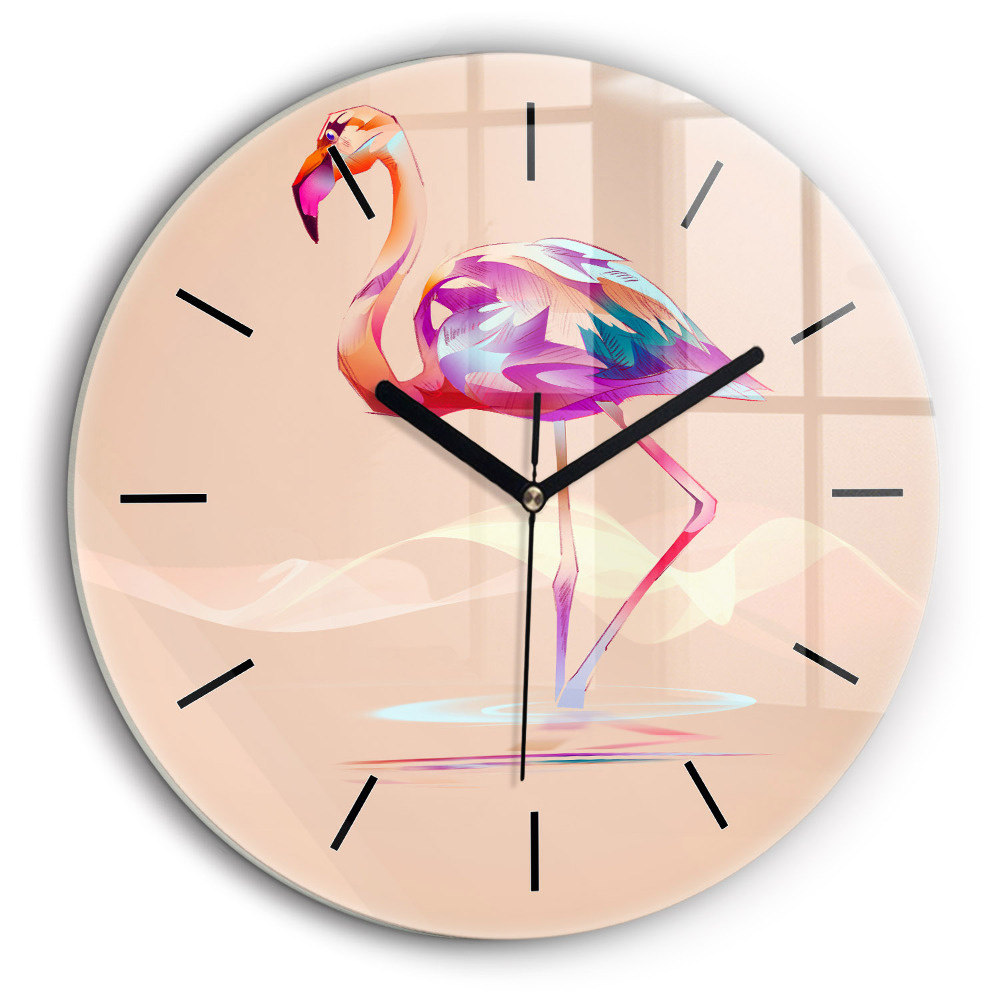 Pendule murale ronde 60 cm Illustration d'un flamant rose